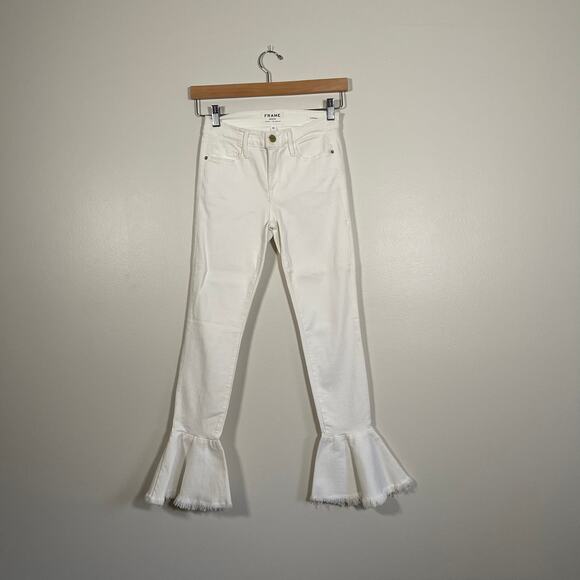 Frame • Le Skinny de Jeanne Flounce Flare White Jeans - Picture 1 of 8